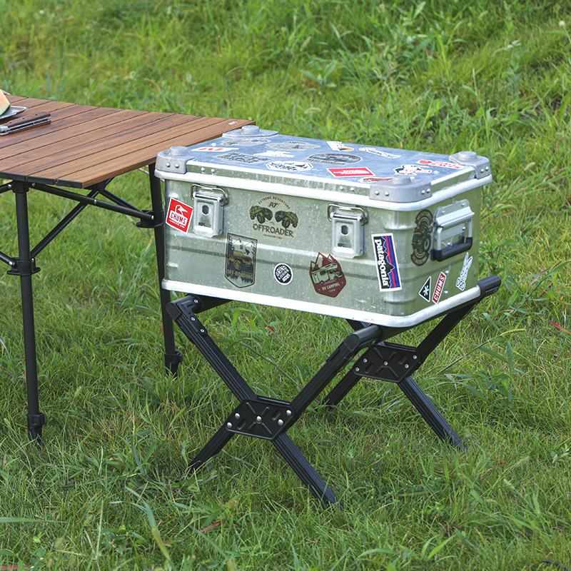 户外保温箱冰箱支架折叠露营收纳箱便携置物架铝合金车载旅行架子