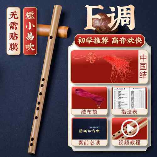 高档笛子竹初学零基础专业笛一节短f调g儿笛童学笛生古风无膜横玉