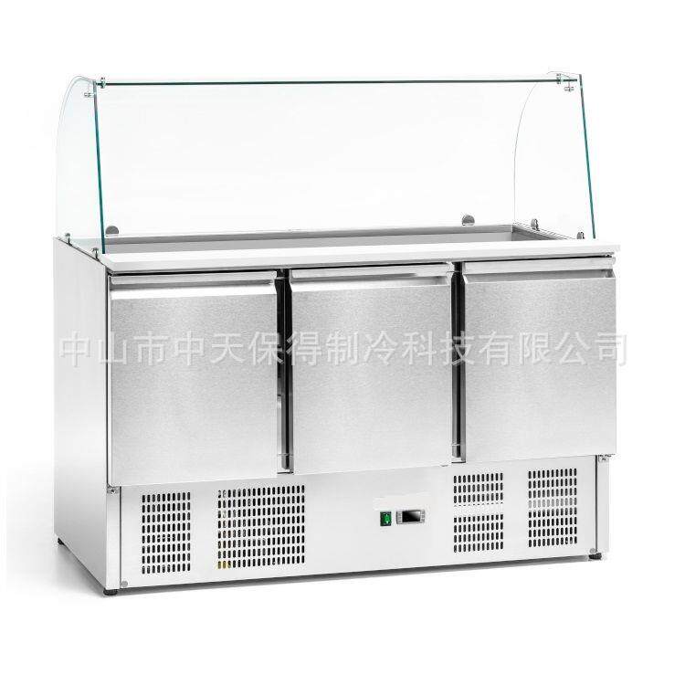 欧款风冷披萨撒料操作台开槽沙拉台比萨工作台冷藏冷冻保鲜柜