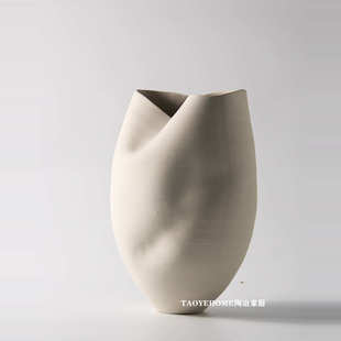 简约创意拉丝陶瓷花瓶居家样板间干花花器电视柜餐桌软装 饰品摆件