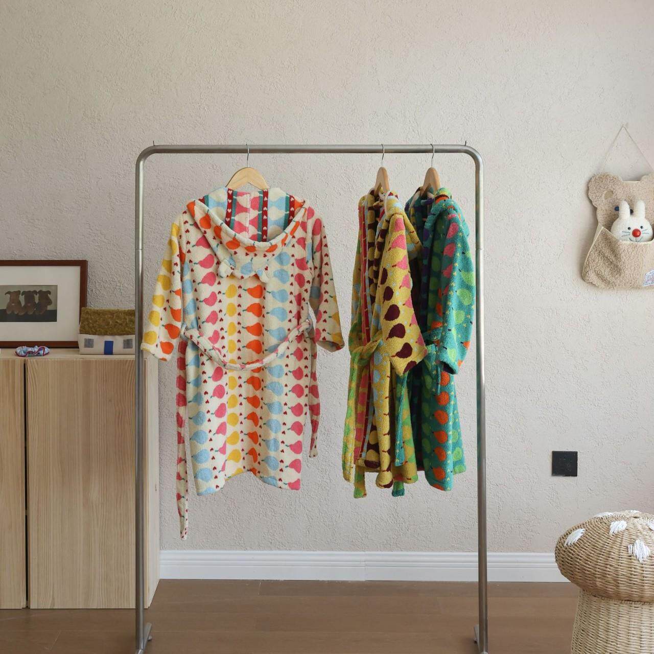 新款时尚浴可爱鸭梨儿童儿童浴袍A类儿童吸水袍梨精梳长鸭绒棉洗