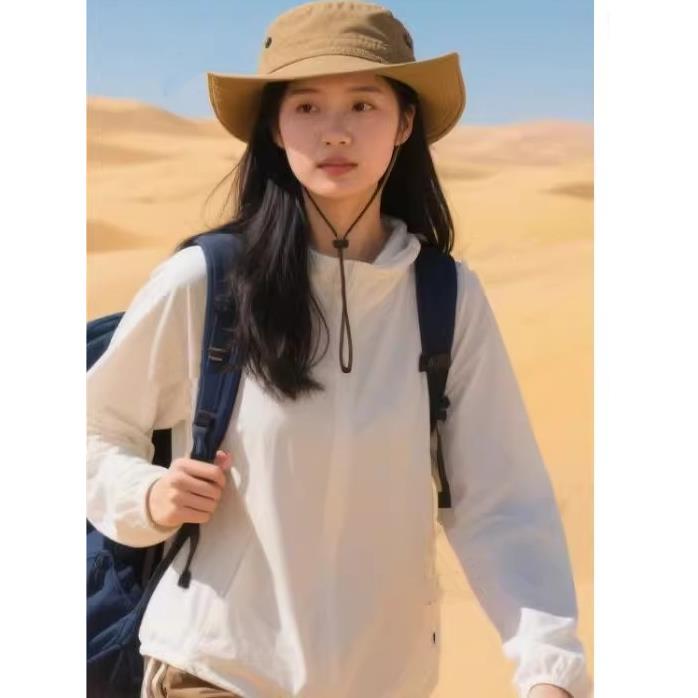 沙漠防晒帽子防晒帽旅行徒步装备遮阳帽大西北穿搭防沙简约纯色款