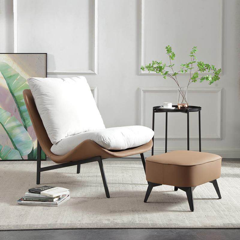 北欧单人沙发椅阳台休闲椅意式极简客厅老虎椅设计师躺椅椅金属