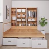 榻榻米床小户F98M579T型衣柜一单人高箱收纳软包床气头压储物床组