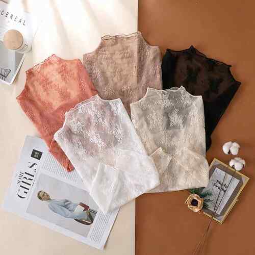 Women ' S Floral Lace Mesh Blouse , Sexy Crew Neck Long
