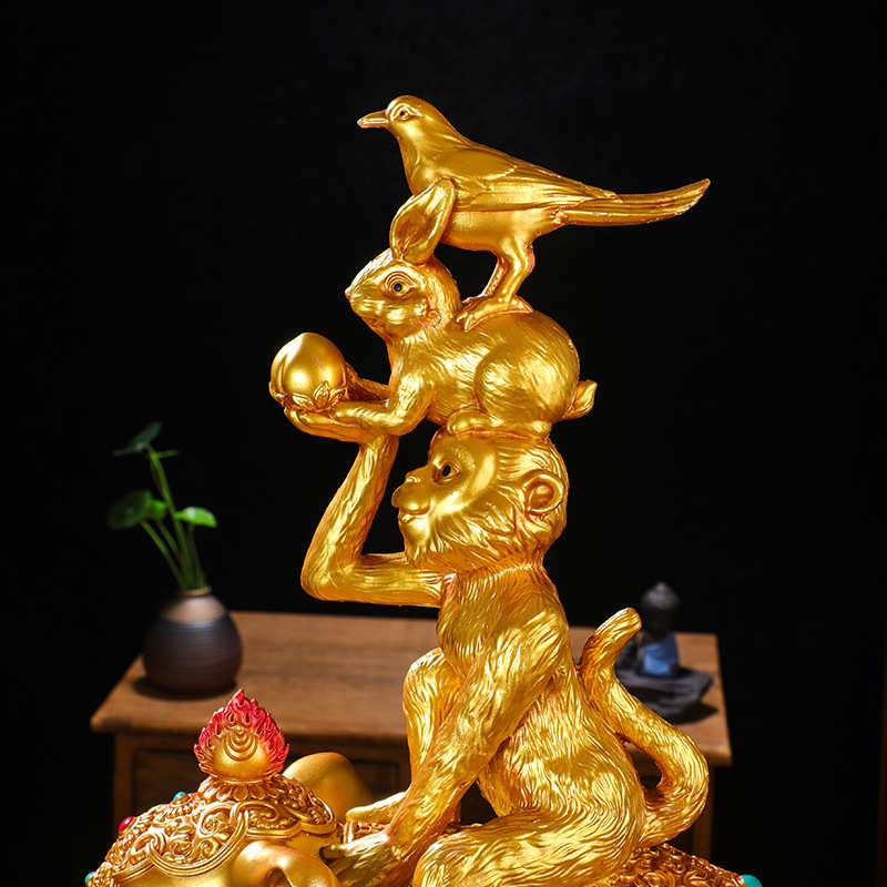 藏传供奉和睦四瑞吉祥居家四兽摆件藏式吉祥四瑞摆件