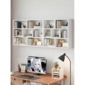 实木吊柜墙壁柜卧室家用悬柜台子上打空346孔书架壁挂墙式 阳收纳