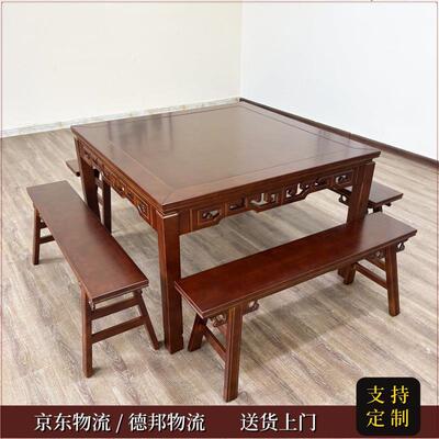 八RUZ仙桌实木方桌子客家用农村形中厅堂老式实餐桌木饭店圆正方