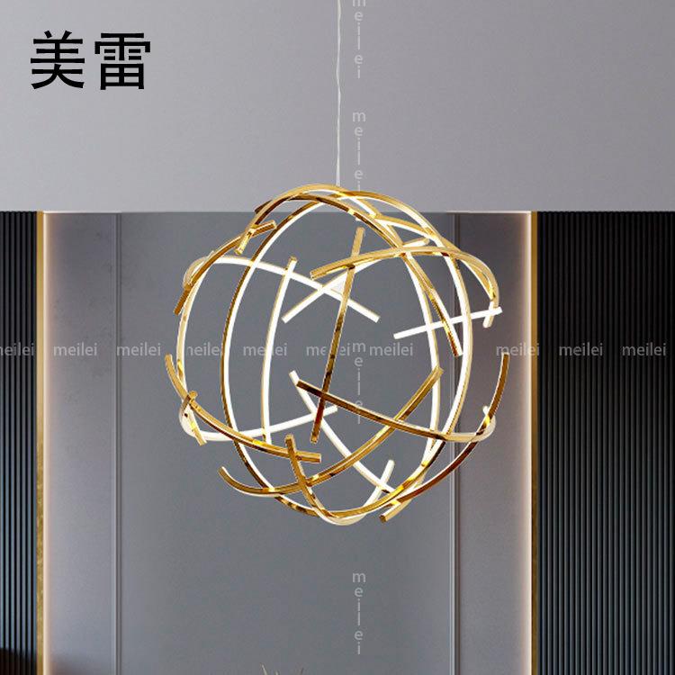 现代简约异形铁艺客厅吊灯 设计师样板房展厅餐饮灯圆形咖啡厅灯
