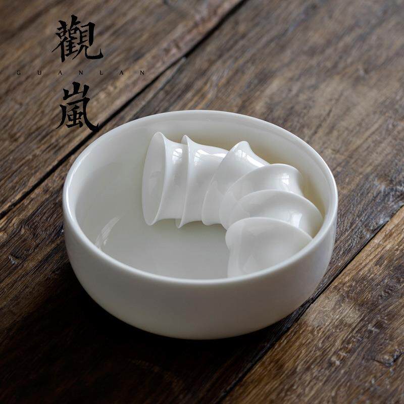 小号茶洗羊脂玉茶杯德化白瓷水洗碗陶瓷功夫茶具茶海配件笔洗水盂