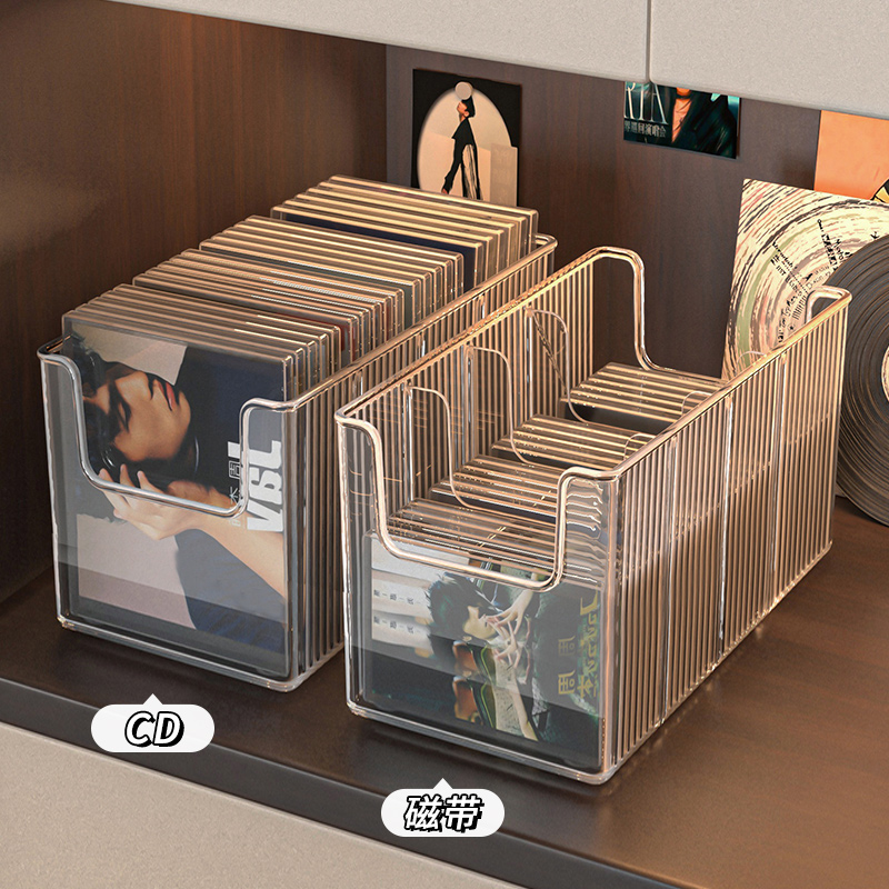 cd碟片展示架子透明亚克力分格整理筐光盘dvd专辑黑胶唱片收纳盒