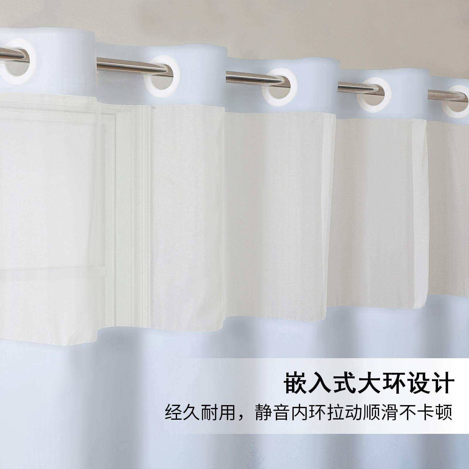 森林系列双层大环数码印花浴帘 免打孔浴室帘遮挡帘防水防霉浴帘