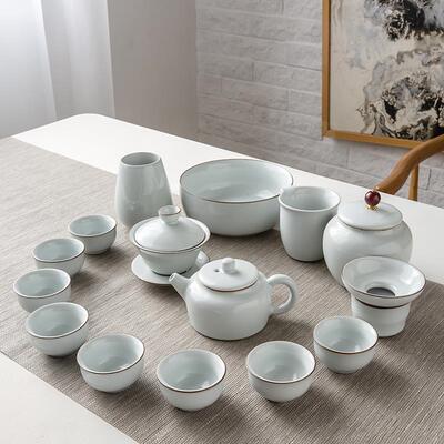 高档景德套镇茶具套组家用办公室一轻奢功档夫杯陶瓷泡茶壶茶高礼