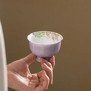 手绘主人杯单杯女品茗杯高足茶杯子粉色个人陶瓷茶碗大号茶盏
