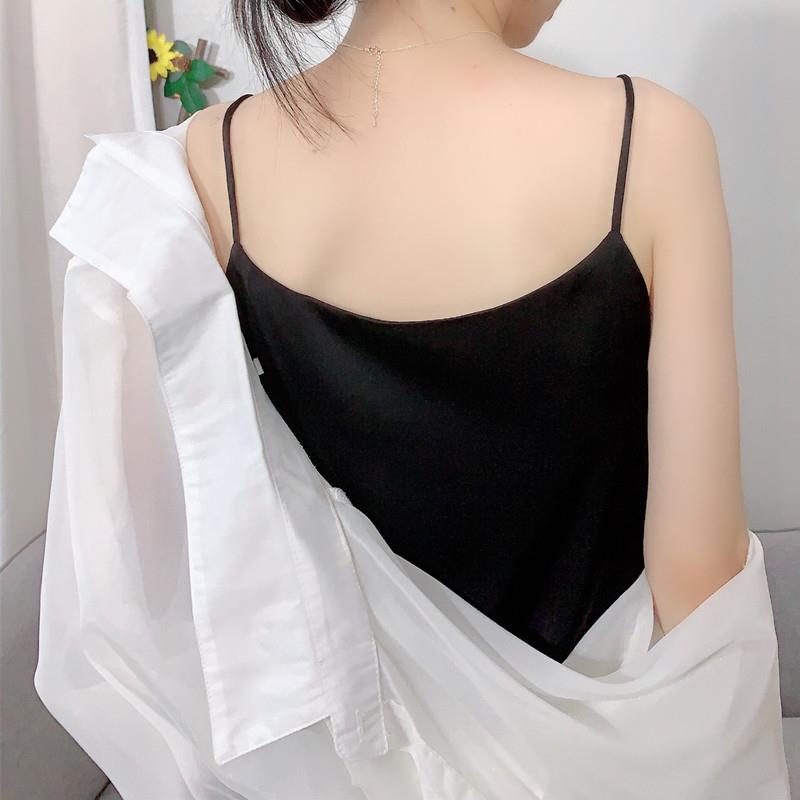 top neck round and suit with camisole small V-neck satin