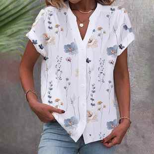 digital cardigan sleeve shirt collar womens short stand top