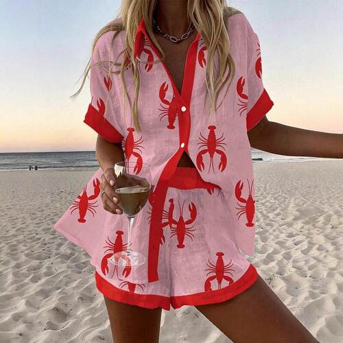 French Elegance Seaside Holiday Striped Printed Set for