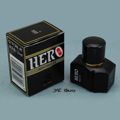 HERO英雄25毫升400高级黑色钢笔水 不堵塞速干颜料型  非碳素墨水