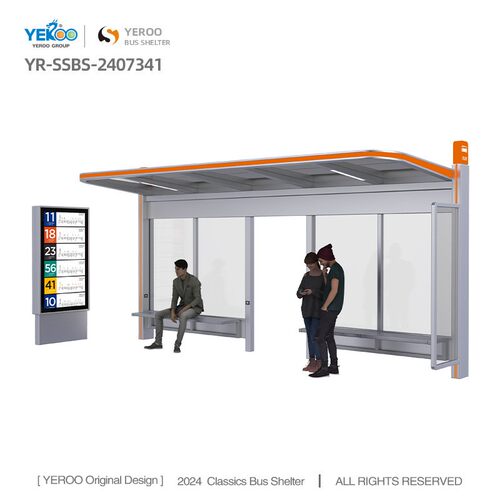 Outdoor Furniture Metal Bus Shelter Station with Bench
