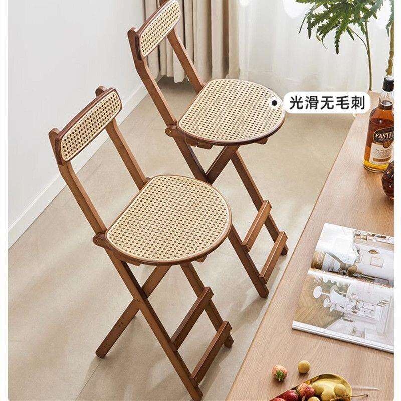脚椅吧台凳折叠餐椅竹脚凳加凳子两用酒吧脚凳吧台椅子