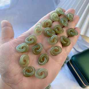 和田玉 古风配件15mm天然和田玉环环相扣 和田玉双环