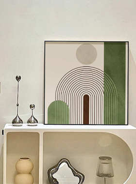 玄关风装饰画北欧壁画走廊莫奶油过道客厅餐厅正方形挂画兰迪绿色