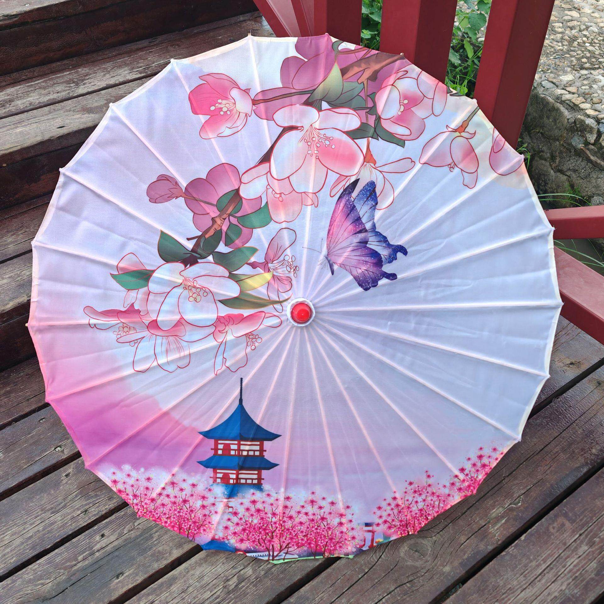 古风油纸伞古装伞古代雨伞儿童防雨纯色小号两用素面复古白色