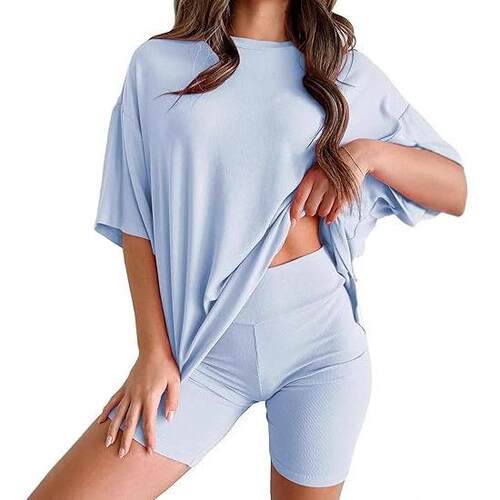 Women'S Casual Two Piece Outfit Summer Crewneck Oversized