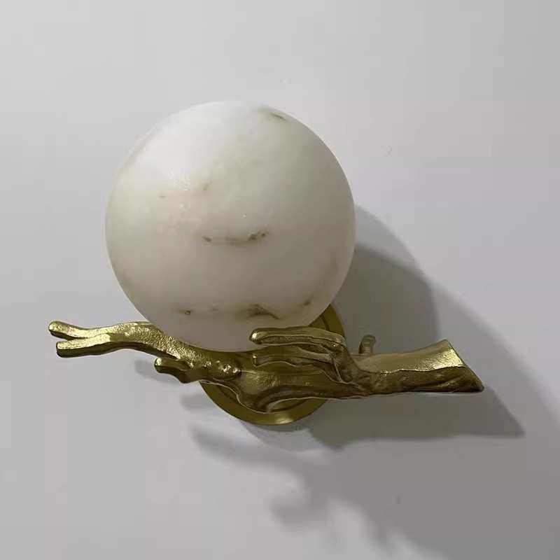 云石球灯新中式全铜壁灯新中式客厅背景墙楼梯玄关茶室禅意月球灯,家装灯饰光源,壁灯,淘宝优惠券,粉丝福利购,淘宝优惠卷