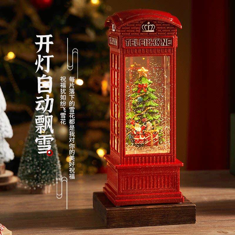 耶诞礼物老人飘雪花音乐盒水晶球款八音盒女孩生日礼物耶诞树摆件