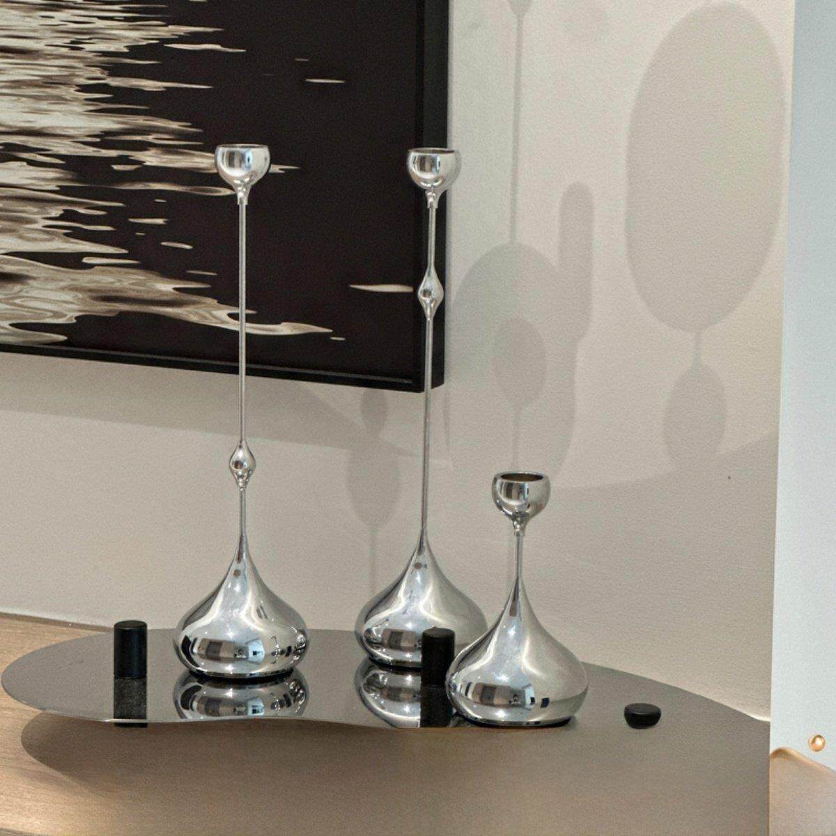 休闲和高端银水滴烛台饰品家庭蜡烛基座可访问豪华烛光晚餐气氛道