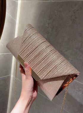 潮牌韩版新品ktv公主包时尚褶皱单肩包休闲晚宴会斜挎女包手拿