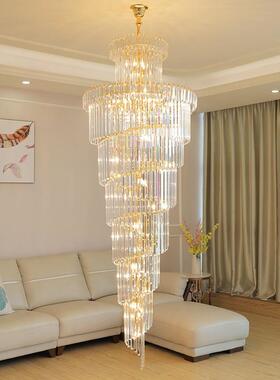 婚854转旋梯间水晶吊楼灯长吊灯别墅挑空楼梯灯酒店礼大堂客厅灯