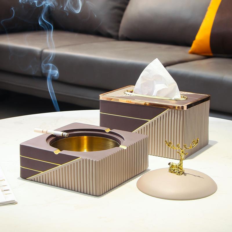 纸巾盒客厅高档轻奢风创意茶几托盘套装抽纸盒家用样板房软装饰品