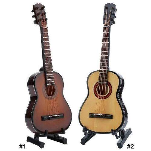 Wooden Miniature Guitar with Support Wooden Decorative