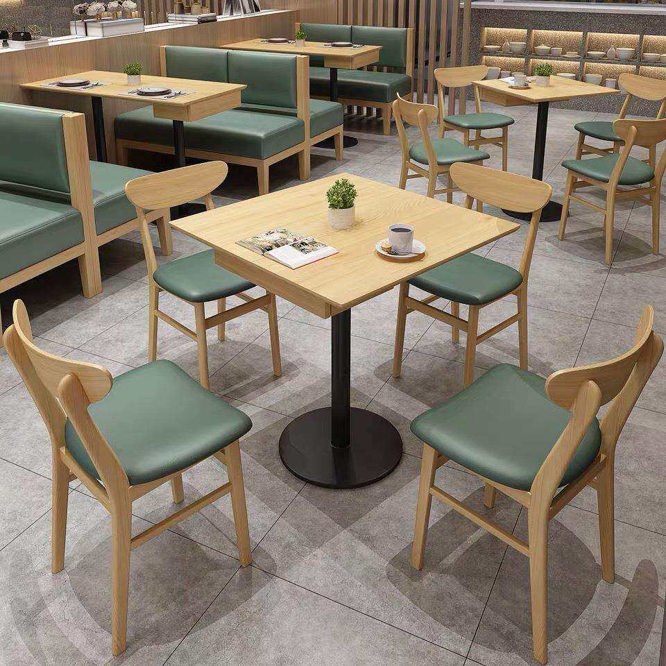 卡座沙发饭店咖啡厅桌椅餐厅餐桌组合面馆商用奶茶店实木坐垫靠墙