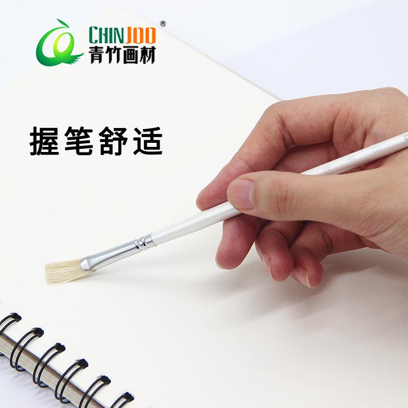 青竹水粉笔套装猪鬃尼龙狼毫毛油画丙烯颜料画笔流光白水彩扇形笔