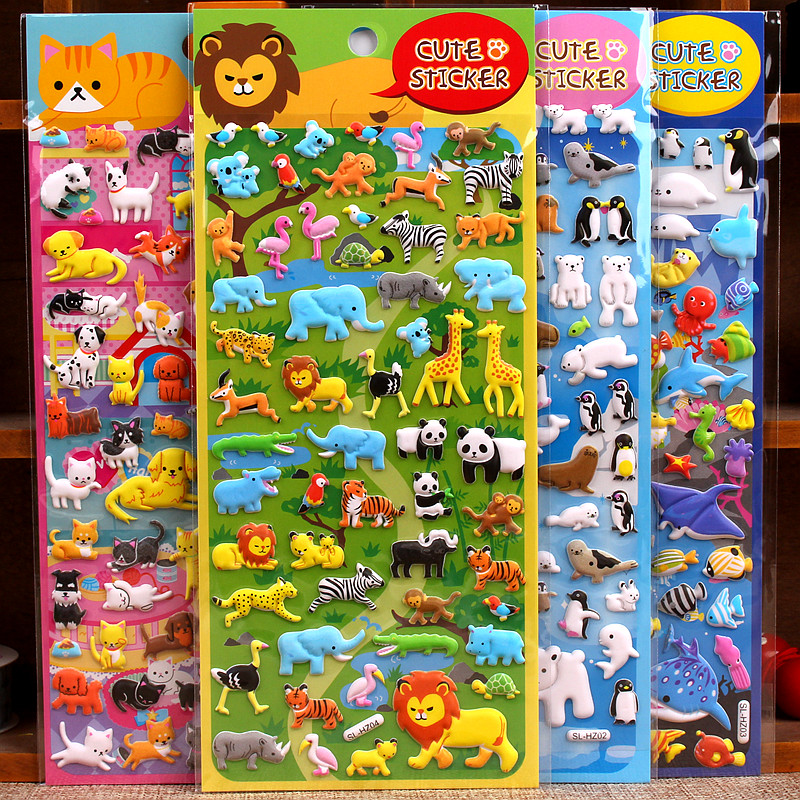 动物幼儿园儿童奖励小贴画 可爱立体卡通贴纸stickers小猫狗狗