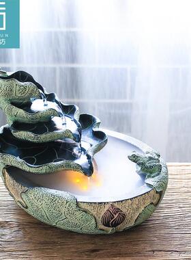 创意新中式茶桌流水摆件客厅茶室桌面水景观办公室循环水装饰摆设