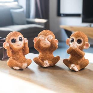 可爱三不猴子小摆件创意桌面书桌装饰品卧室房间布置摆设乔迁送礼