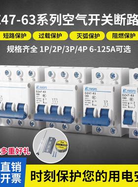 空气开关断路器两相电220VC45DZ471P2P3P4P63A短路过载保护器家用