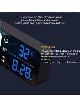 LD8810-2充电版大屏LD数音乐挂钟能工作日贪睡台码钟2组闹钟智声E