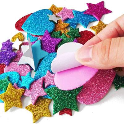50-250pcs Colorful Glitter Foam Stickers Self Adhesive Stars