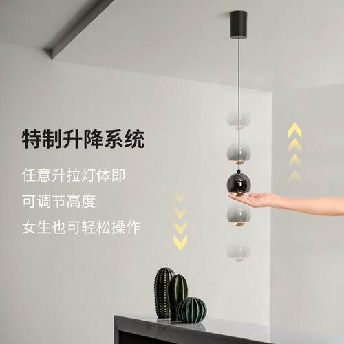 999卧室床头小吊灯单头现简约升降调节圆代轻球奢餐厅台灯极简吧