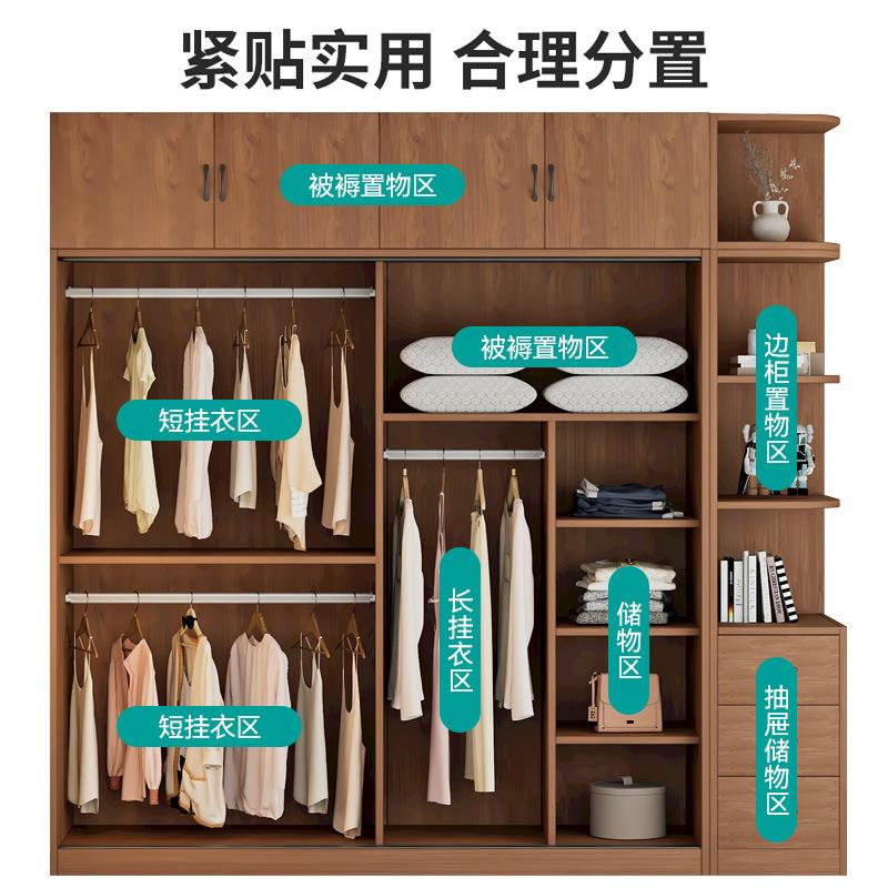实木房衣柜家用卧室出租用现代组简约型装经济免安装推6744拉门衣