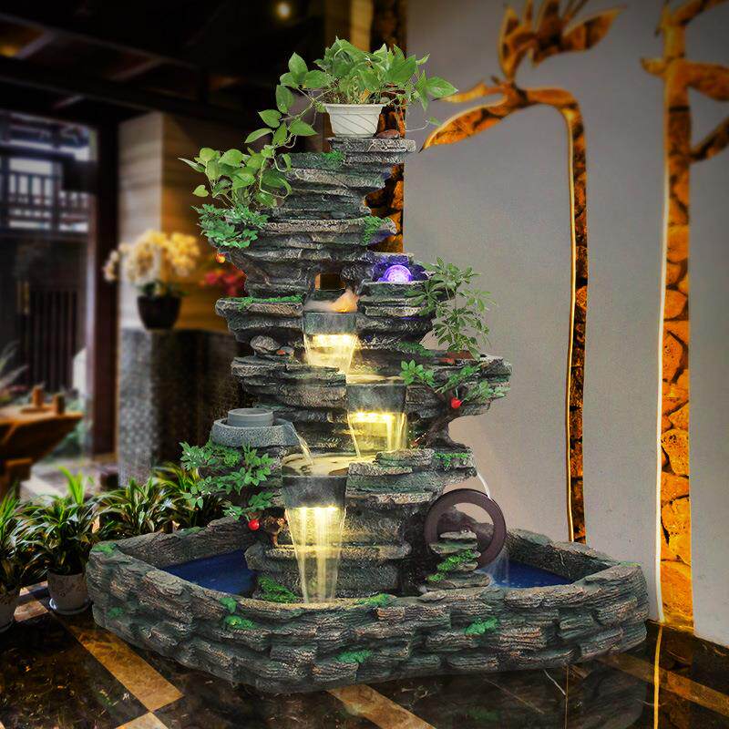 大型假山流水喷泉聚运室内客厅山水景观户外庭院创意鱼池落地摆件