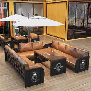 需定制复古工业风清吧酒吧卡座沙发咖啡厅烧烤店集装箱铁艺小酒馆