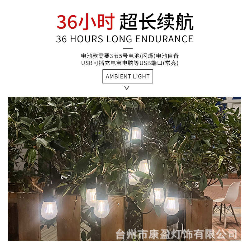 RGB渐变跑马灯灯串 E27太阳能彩灯户外防水灯串欧规LED氛围灯灯串