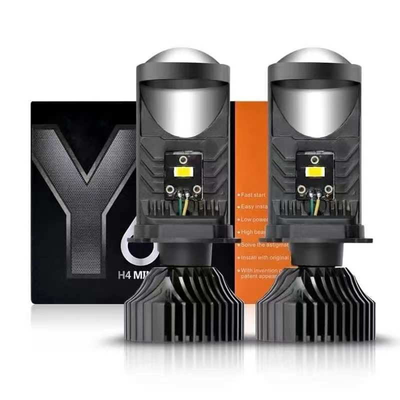 新款Y6D Y8 Y7D H4透镜汽车摩托车通用LED大灯鱼眼灯远近光12-24V