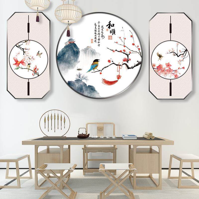 水墨风格家居壁画房间背景墙装饰贴画
